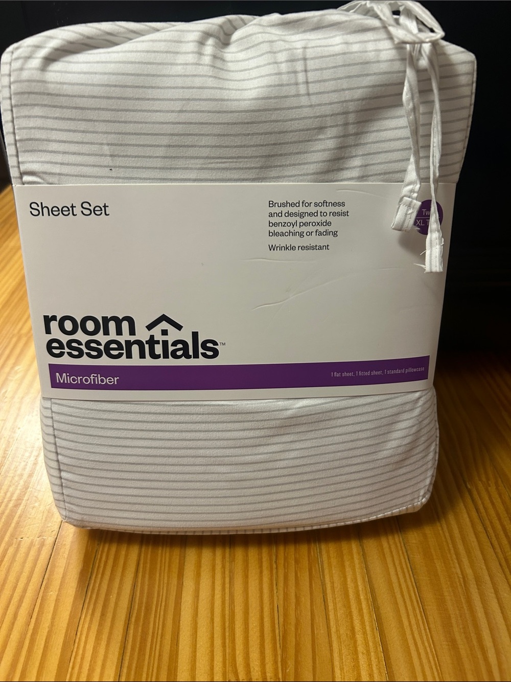 Room Essentials White Pinstripe Microfiber Sheet Set